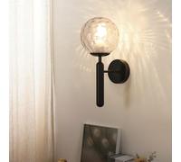 DELIPOP Applique Murale Intérieure, E27 Lampe Murale Moderne avec Abat-jour en Boule de Verre, Luminaires Intérieur pour Chambre Salon Couloir Escalier, Noir