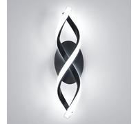 DELIPOP Applique Murale Intérieure LED, 16W 1800LM Lampe Murale Noir Moderne Design Incurvée, Luminaire Mural Lumière Blanche 6500K pour Chambre, Salon, Couloir, Escalier