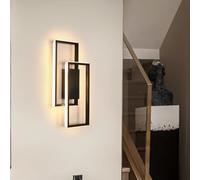DELIPOP Applique Murale Intérieure LED, 28W 2900LM Noir Lampe Murale LED Mordern, 3000K Blanc Chaud Appliques Interieur pour Salon, Chambre, Couloir, Escalier