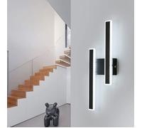 DELIPOP Applique Murale Intérieure LED, 32W 3600LM 6500K - Lampe Murale Moderne pour Chambre, Salon, Couloir, Escalier - Noir