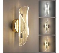 DELIPOP Applique Murale LED Moderne Dimmable 12W - 3 Températures Réglables - Lampe Or pour Salon Chambre Couloir Entrée