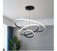 DELIPOP Lustre LED 76W - Design Moderne, 3 Couleurs 3000K/4000K/6500K - Aluminium Noir - Idéal pour Salon, Salle à Manger, Chambre