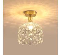 DELIPOP Lustre Plafonnier en Cristal, E14 Moderne Lampe de Plafond Doré