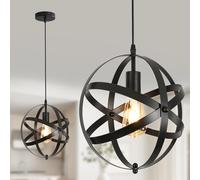 DELIPOP Lustre Salle à Manger, Suspension Luminaire Moderne 110cm Ajustable Corde, E27 Lampe Plafonnier Industrielle Vintage pour Salon Cuisine Restaurant Salle à manger Chambre, Noir
