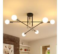 DELIPOP Lustre Sputnik Vintage, 6 Lumières E27 Plafonnier Industriel Noir
