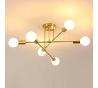 DELIPOP Lustre Sputnik Vintage, 6 Lumières E27 Plafonnier Moderne Doré