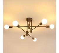 DELIPOP Plafonnier Industriel Bronze, 6 Lumières Sputnik Lustre avec Bras Réglables à 180°, E27 Lampe de Plafond en Metal pour Salon Chambre Cuisine Salle À Manger Bar Café