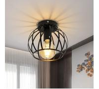 DELIPOP Plafonnier Industriel Rétro Noir E27 - Lampe Cage en Métal pour Entrée Couloir Salle à Manger