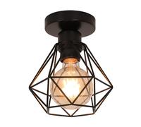 DELIPOP Plafonnier Industriel Vintage, Luminaire E27 Rétro Lustre Suspension Design Métal Cage, Lampe de Plafond Noir Pour Salon Cuisine Chambre Restaurant Café Bar, Ø160mm