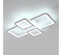 DELIPOP Plafonnier LED, Carré Lampe de plafond Blanc 56W 6300LM, Lustre Salon Moderne pour Chambre Cuisine Salle à Manger, Blanc Froid 6500K, Dia 62cm