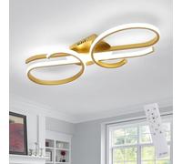 DELIPOP Plafonnier LED Dimmable, 29W Doré Lampe de Plafond avec Télécommande 3000K - 6500K, Luminaire Plafonnier Moderne pour Chambre Cuisine Balcon Couloir