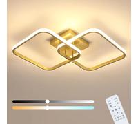DELIPOP Plafonnier LED Dimmable, 50W 5625LM 3000K-6500K Lampe de Plafond avec Télécommande, Or Luminaire Plafonnier Moderne Aluminium pour Salon, Chambre, Salle à Manger, 64cm