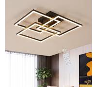 DELIPOP Plafonnier LED Dimmable Moderne, 40W 4500LM Noir Lampe de Plafond | Luminaire Plafonnier LED Carré Salon avec Télécommande 3000K-6500K pour Chambre Cuisine Salle à Manger, 62cm