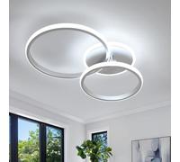 DELIPOP Plafonnier LED, Luminaire Plafonnier 42W 4725LM, Lampe de Plafond Moderne Rond pour Salon Chambre Cuisine Salle à Manger, Blanc Froid 6500K, Argent