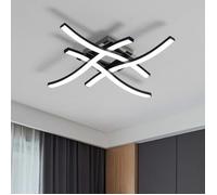 DELIPOP Plafonnier LED moderne 24W 6500K Noir Lustre de plafond Design Courbé salon chambre salle à manger cuisine - 4 Lumières LED