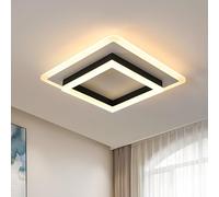 DELIPOP Plafonnier LED Moderne, 30W 3375LM Lampe Plafond LED Noir Blanc Chaud 3000K, Luminaire Plafonnier Carré en Acrylique pour Chambre à Coucher Salon Couloir Cuisine, Dia 30 cm