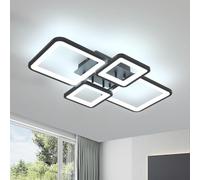 DELIPOP Plafonnier LED Moderne, 56W 6300LM Noir Luminaire Plafonnier LED, Lumière Blanche Froide 6500K Lampe de Plafond en Acrylique pour Salon, Chambre, Salle à Manger, Cuisine