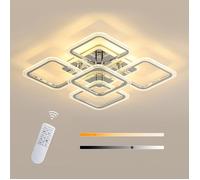 DELIPOP Plafonnier LED moderne 75W Carré Lustre de Plafond dimmable avec télécommande pour salon chambre salle à manger - Chromé