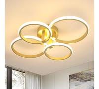 DELIPOP Plafonnier Moderne, 56W 6300LM Rond Luminaire Plafonnier LED Doré, 3000K Blanc chaud Lustre LED en Aluminium pour Salon Chambre Cuisine Salle à Manger