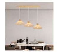 DELIPOP Suspension Bois 3 Lampes - Lustre Luminaire Moderne E27 60W Max - Abat-jour Tissu - Pour Chambre Salle à Manger Cuisine