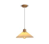 DELIPOP Suspension en Bois avec Abat-jour en Tissu - Lustre Luminaire Moderne - Pour Salon Chambre Salle à Manger Cuisine - E27 60W