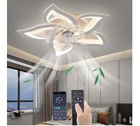 DELIPOP Ventilateur de plafond à LED 6 Vitesse Fan Silencieux avec Dimmable Eclairage 3 Couleurs - Blanc