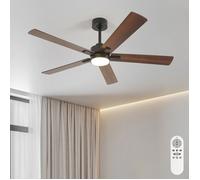 DELIPOP Ventilateur Plafond LED Dimmable 6 Vitesses - Plafonnier Ventilateur Silencieux avec Télécommande Noir Pour Chambre Salon