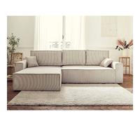 Bestmobilier Dellia - canapé d'angle réversible Convertible - avec Coffre - en Velours côtelé - 4 Places