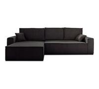 Dellia - canapé d'angle réversible convertible - avec coffre - en velours côtelé - 4 places - Gris Anthracite