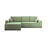 Best mobilier – Canapé d'angle Dellia 4 places réversible velours côtelé avec coffre Vert sauge