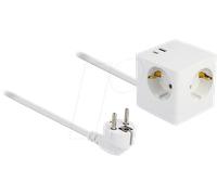 DELOCK 11502 - Cube de prises, 3x, 1,5 m, 1x USB type A, 1x USB C, blanc