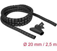 DELOCK 18836 - Tuyau annelé avec dispositive de traction, 2,5 m x 20 mm, noir