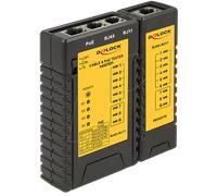 DeLock Testeur de câbles 86107 – RJ45/RJ12, PoE IEEE 802.3af/at, indicateurs LED, 9V, Noir/Jaune