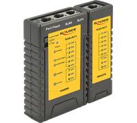 DeLOCK 86407 Testeur de câble réseau RJ-45/RJ-12 - Test de transmission - Alimentation 9V - Dimensions 96x104x27mm - Housse de rangement incluse