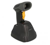 Delock 90550 Lecteur de code-barres 2D filaire 2D, 1D LED noir, orange scanner à main avec pied