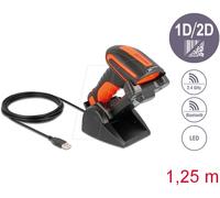 DeLOCK Scanner Code-barres Industriel 1D/2D CMOS 1280x800px Bluetooth 4.1 & 2.4GHz Portée 50cm + Station de Charge Induction, Batterie 1800mAh