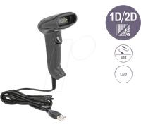 DeLOCK Scanner Code-barres 1D/2D USB 90557 - Lecture Datamatrix, QR Code - Capteur LED 640x480, Distance 35cm, Câble 1.5m, 5V, Noir