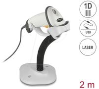 DELOCK 90565 - Scanner de code-barres USB 1D avec support - laser - gris clair