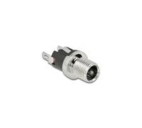 DeLOCK Connecteur DC 5.5x2.1x12mm Femelle M8*P0.75 à Cloison Soudée 16V 3A Corps Chrome, Contacts Nickel - Ref: 90056