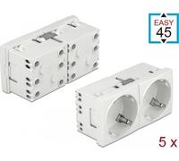 Delock Easy 45 Schutzkontakt-Steckdose 45°-Anordnung 2-fach erweiterbar 45 x 45 mm 5 Stück (81325)