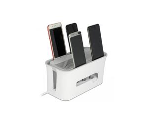 DELOCK Kabelmanagement Box mit Aufbewahrungsfach weiß / grau