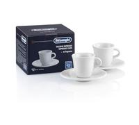 De'Longhi DLSC308 Lot de 2 tasses en porcelaine céramique, fabriqué en Italie, confortable à tenir, sans condensation, lavable au lave-vaisselle, capacité 70 ml chacune, également fourni les soucoupes