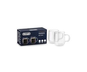 DELONGHI DLSC327 Tasses en verre thermique double paroi, Collection Hot&Cold, Set de 2 pièces, Capacité 500ml, idéales pour cappuccino chaud ou boissons froides