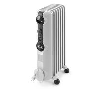 De'Longhi Radia S - Radiateur à Huile pour Pièces jusqu'à 45m³, Chauffage Électrique avec Thermostat de Sécurité, 7 Éléments, Chauffage Personnalisé avec Antigel, Portable, 1500W, Blanc (TRRS0715)