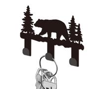 DELORIGIN Porte Clés pour Mur Porte Clés Mural en Fer Noir avec 3 crochet en Forme D'Ours de la Forêt Petits Porte Clés pour Clés de Maison pour le Rangement des Clés dans L'Entrée