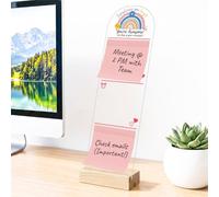 DELORIGIN Rainbow Sticky Notes Tableau mémo pour ordinateur, acrylique | Lot de 100 feuilles de support de notes adhésives pour moniteur portable, avec base en bois amovible et notes adhésives pour