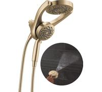 Delta 5-Setting HydroRain 2-in-1 Dual Shower Head with ProClean Spray, Brushed Gold High Pressure Shower Head with Handheld Spray, 1.75 GPM Flow Rate, Champagne Bronze 75419CZ