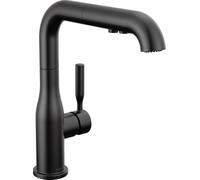 Delta Almari Mitigeur Robinet de cuisine extractible avec pulvérisateur extractible, robinet d'évier de cuisine avec station d'accueil magnétique, noir mat 16943-BL-DST