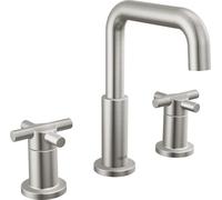 Delta Faucet Nicoli Robinet de salle de bain répandu à 3 trous, robinet de salle de bain en nickel brossé, robinet d'évier de salle de bain, assemblage de drainage, acier inoxydable 35894LF-SS
