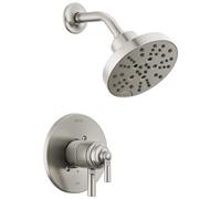 Delta Faucet Saylor 17 Series Kit de garniture de vanne de douche en nickel brossé avec pomme de douche H2Okinetic, système de douche Delta, ensemble de robinet de douche, pommeau de douche et poignée